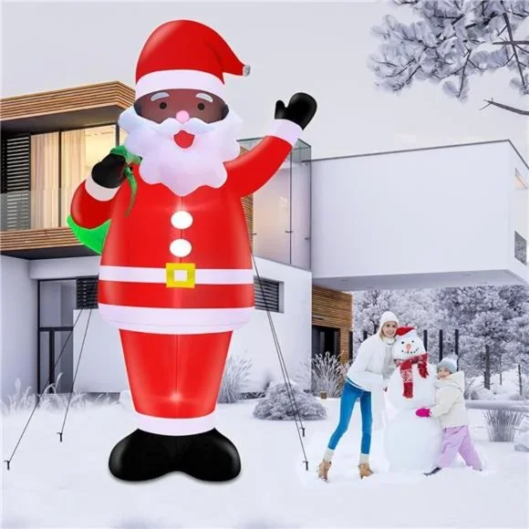 14 Ft Christmas Inflatables Black Santa Claus Giant Inflatable Lighted Christmas